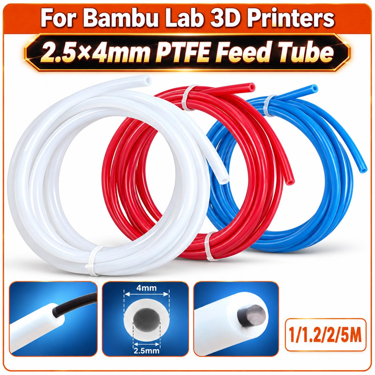 Ptfe Tape Thread - Tabung PTFE Teflon 2,5×4 mm untuk